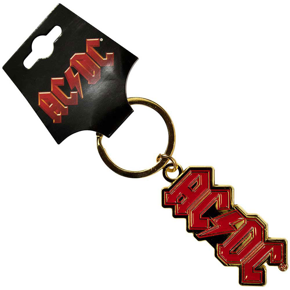 AC/DC Logo Gold Metal Key Chain Front
