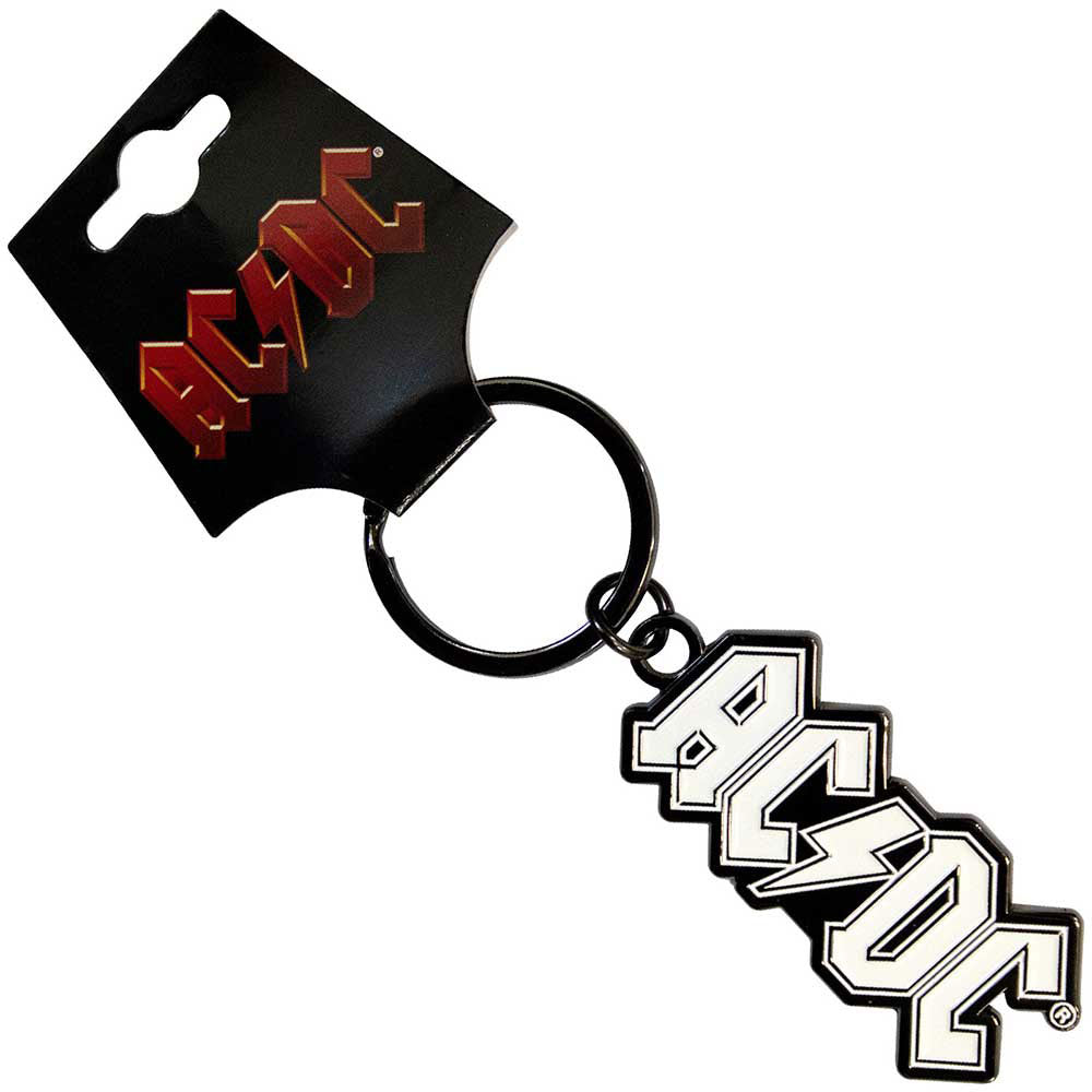 AC/DC Logo Mono Metal Key Chain Front