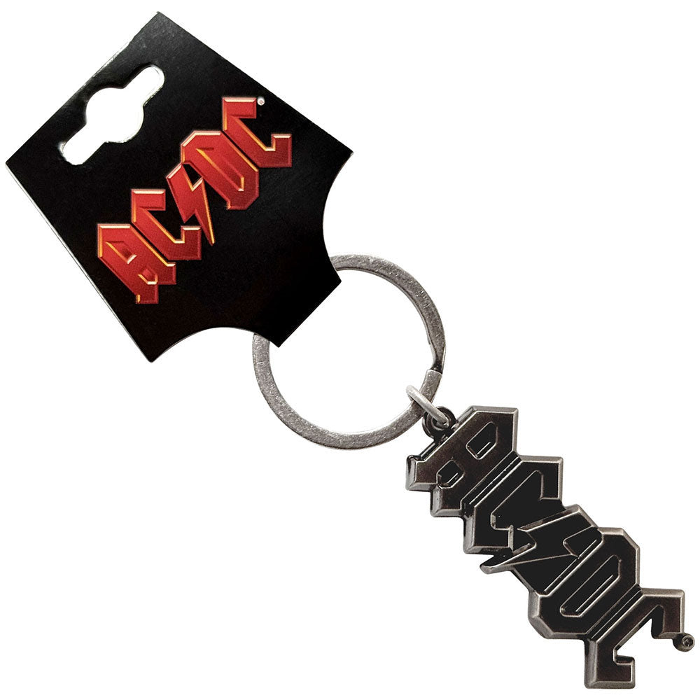 AC/DC 3d Silver Logo Metal Key Chain Front