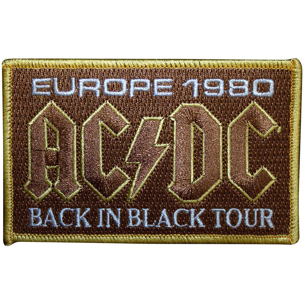 AC/DC Europe 1980 Back In Black Tour Woven Patch Front