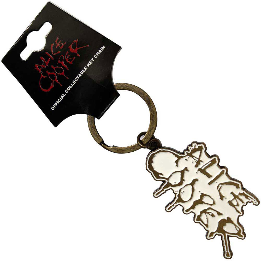 Alice Cooper Dripping Logo Gold Metal Key Chain Front
