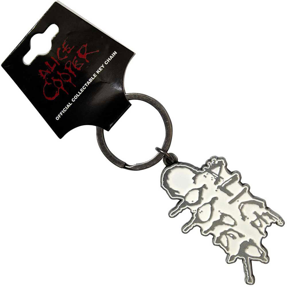 Alice Cooper Dripping Logo Silver Metal Key Chain Front