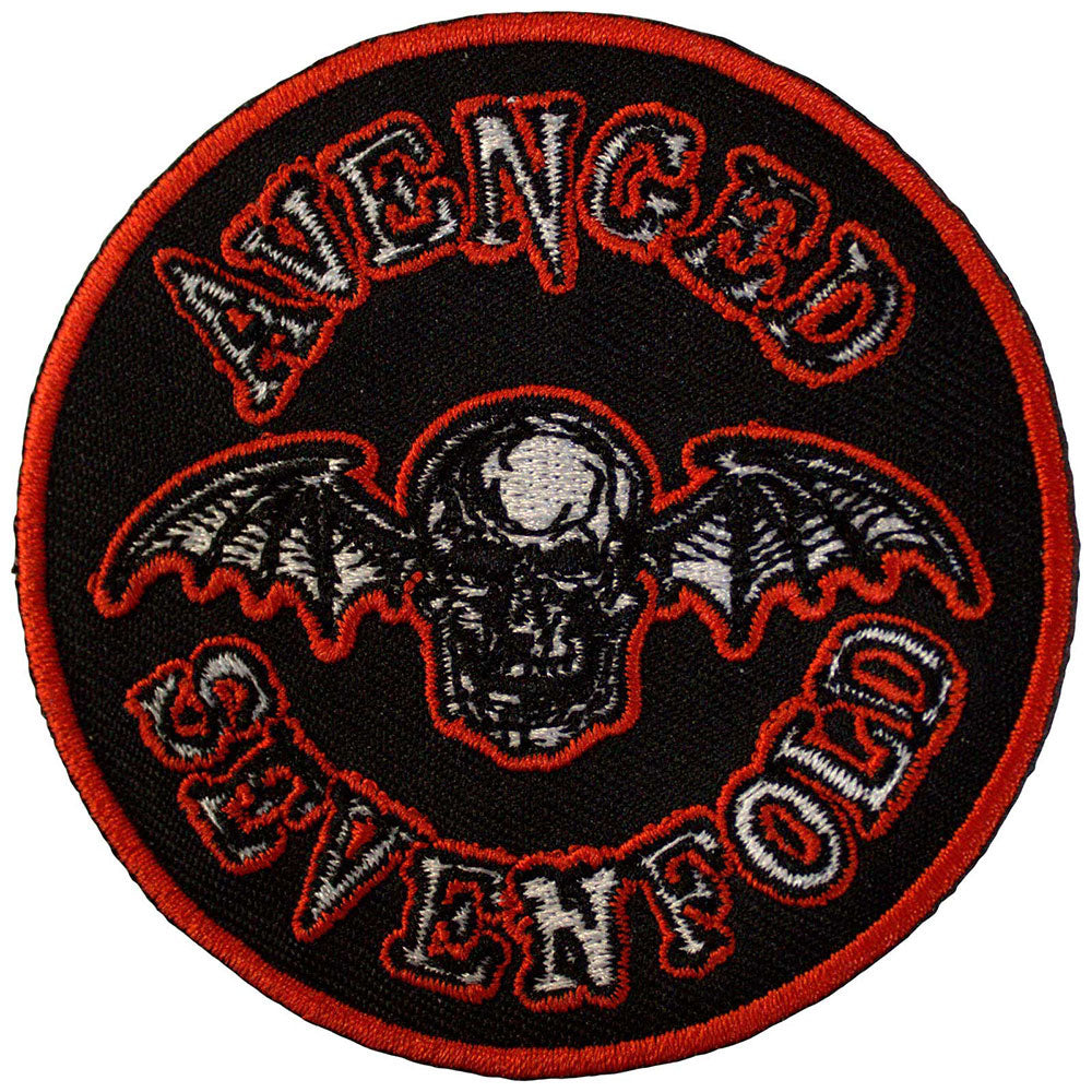 Avenged Sevenfold Deathbat Orange Border Woven Patch Front