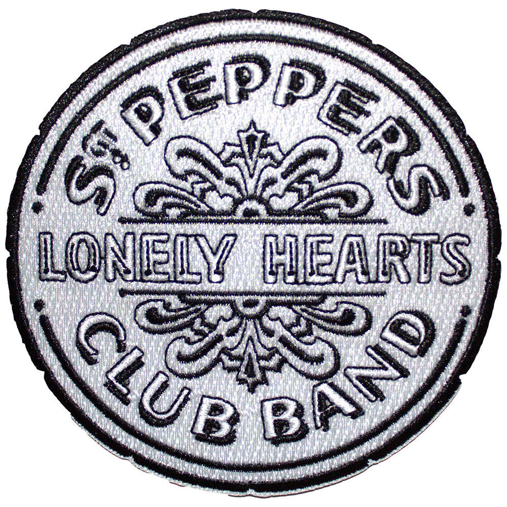 Beatles Sgt Pepper Drum B&w Woven Patch Front