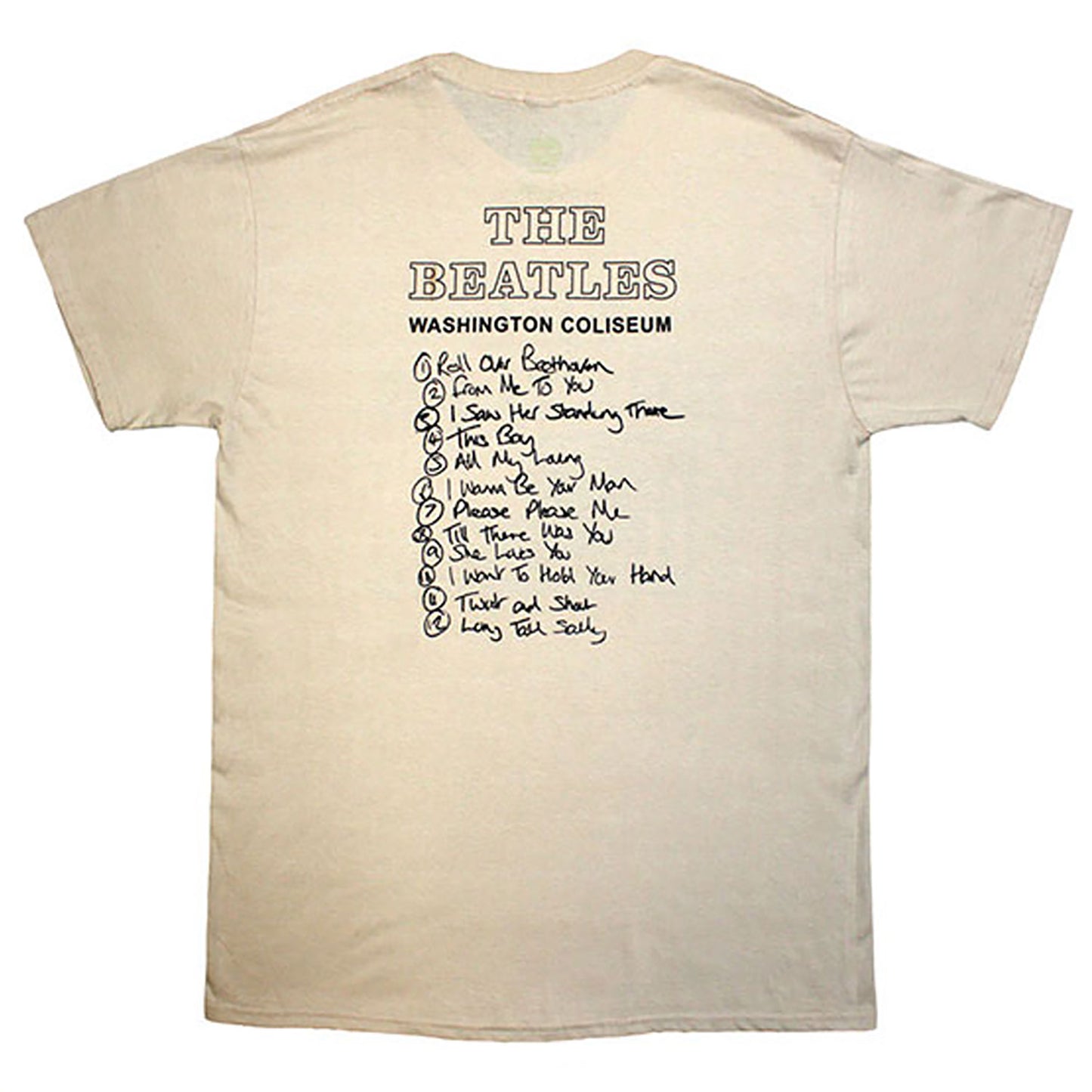 Beatles Washington '64 Promo & Setlist T-shirt Back