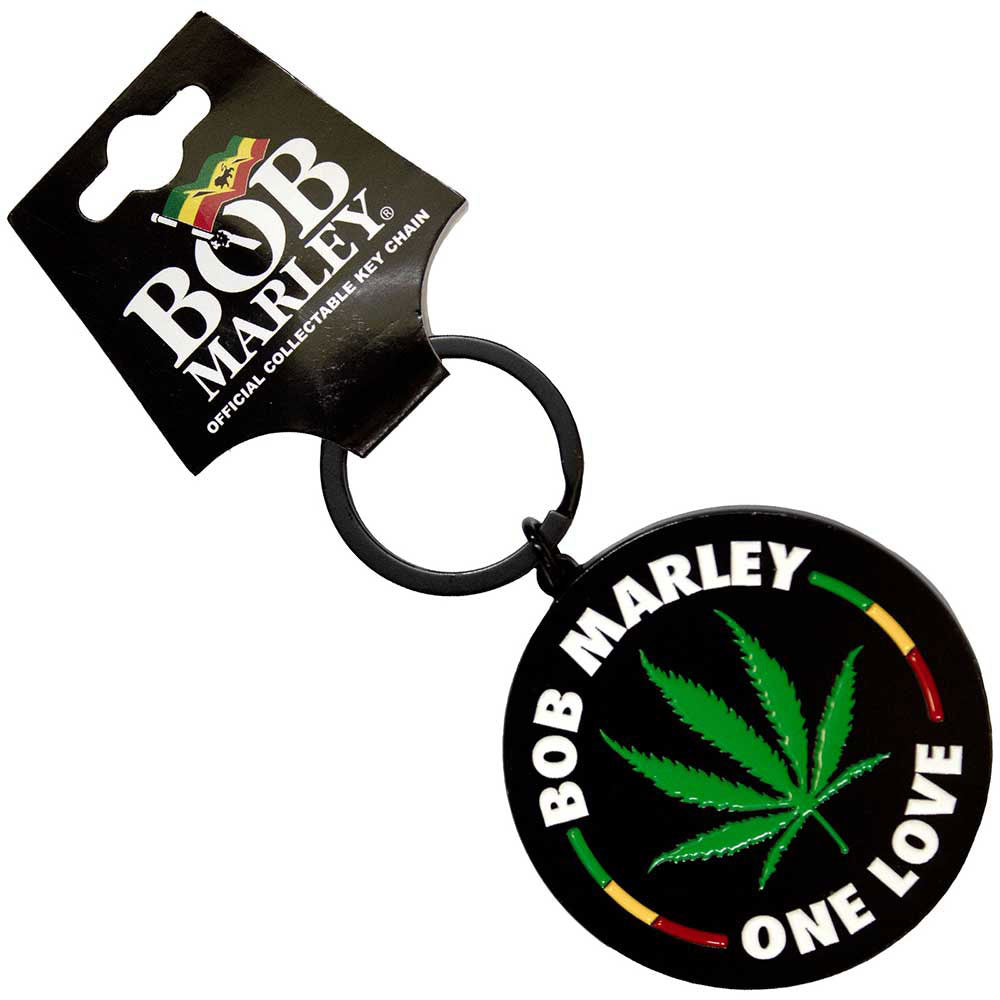 Bob Marley Leaf Metal Key Chain Front