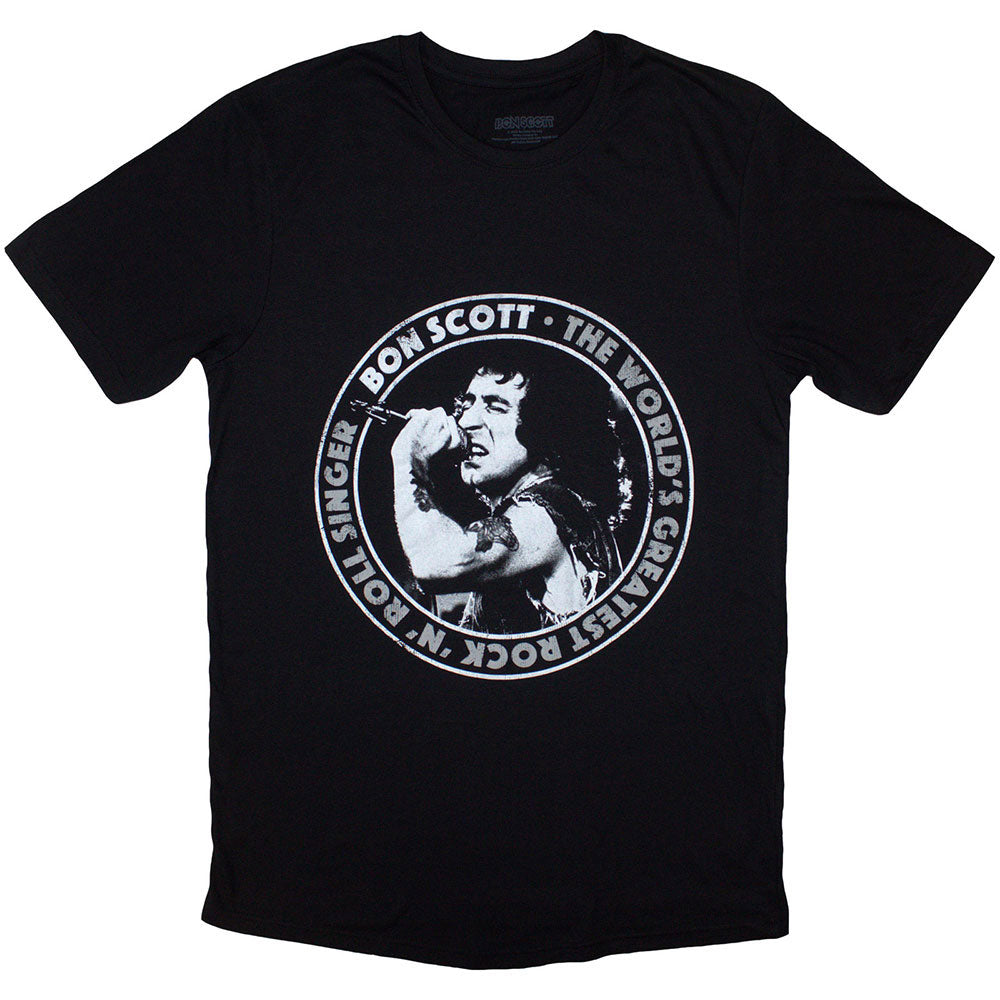 Bon Scott World's Greatest Rnr Singer T-shirt Front