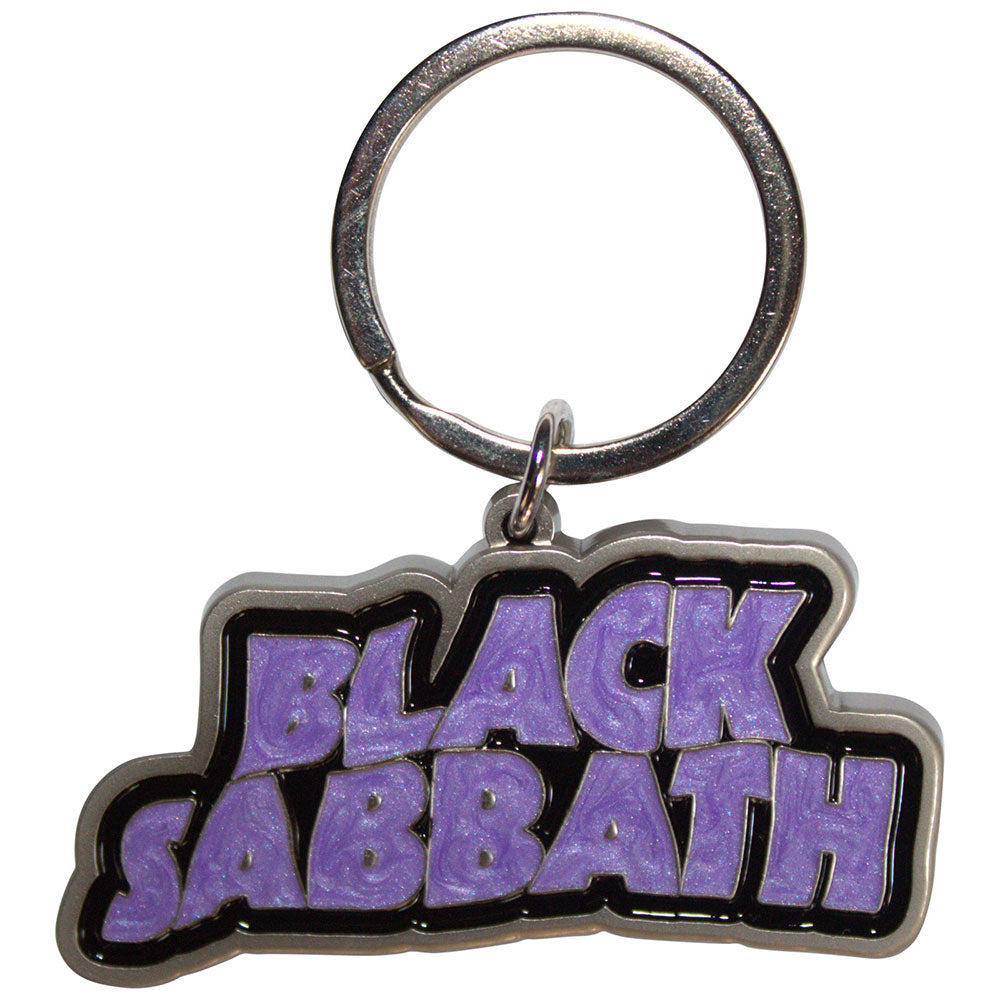 Black Sabbath Wavy Logo Bordered Metal Key Chain Front