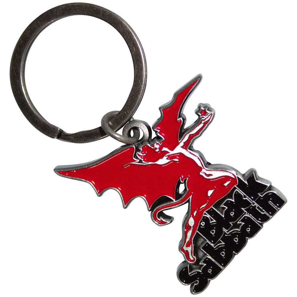 Black Sabbath Logo & Daemon Metal Key Chain Front
