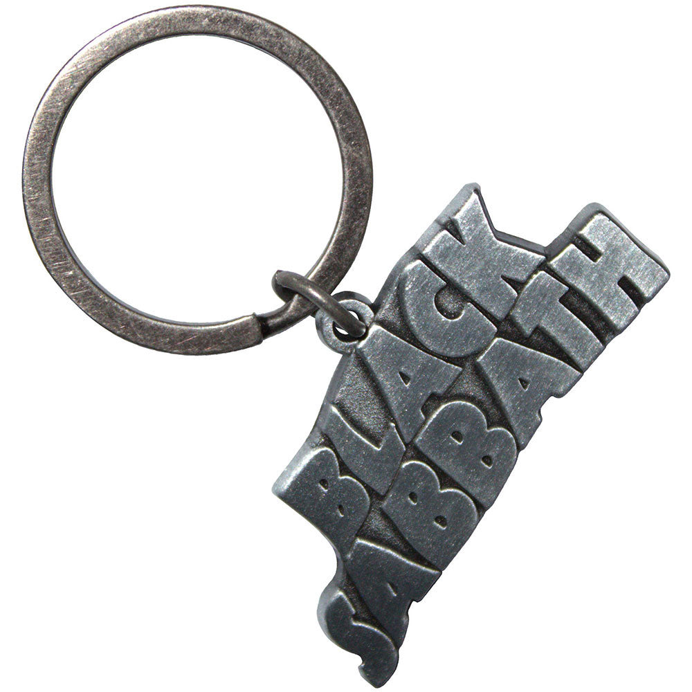 Black Sabbath Silver Wavy Logo Metal Key Chain Front