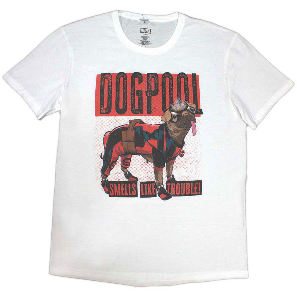 Marvel Comics Deadpool Dogpool Smells Like Trouble T-shirt Front