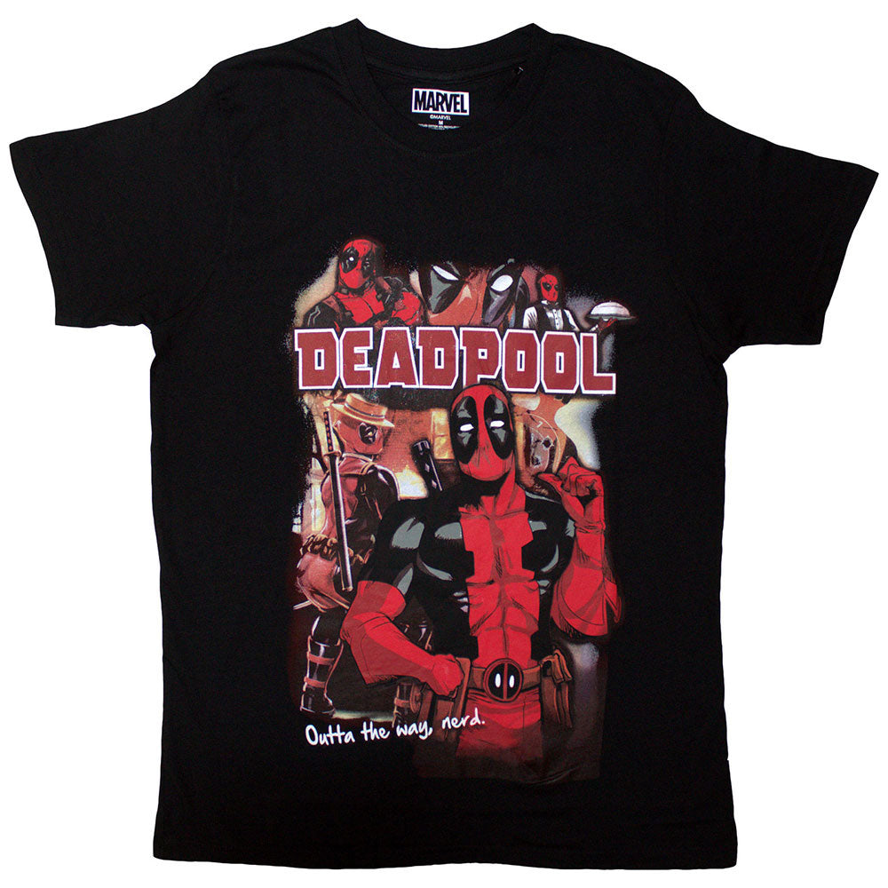 Marvel Comics Deadpool Outta The Way Nerd T-shirt Front