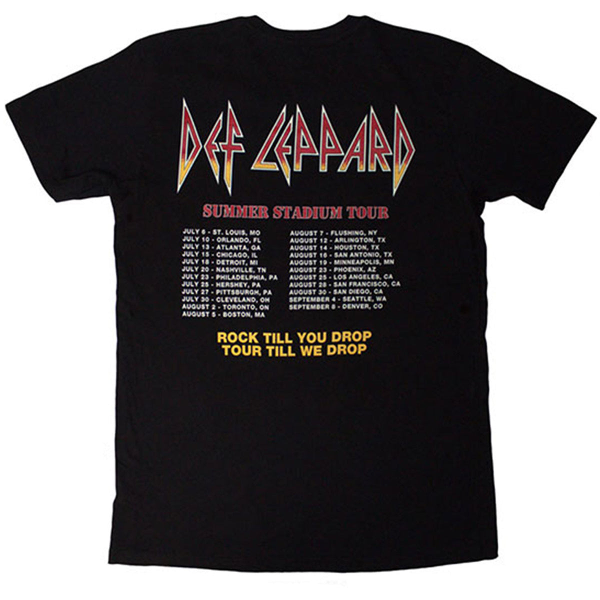 Def Leppard Summer Stadium Tour T-shirt Back
