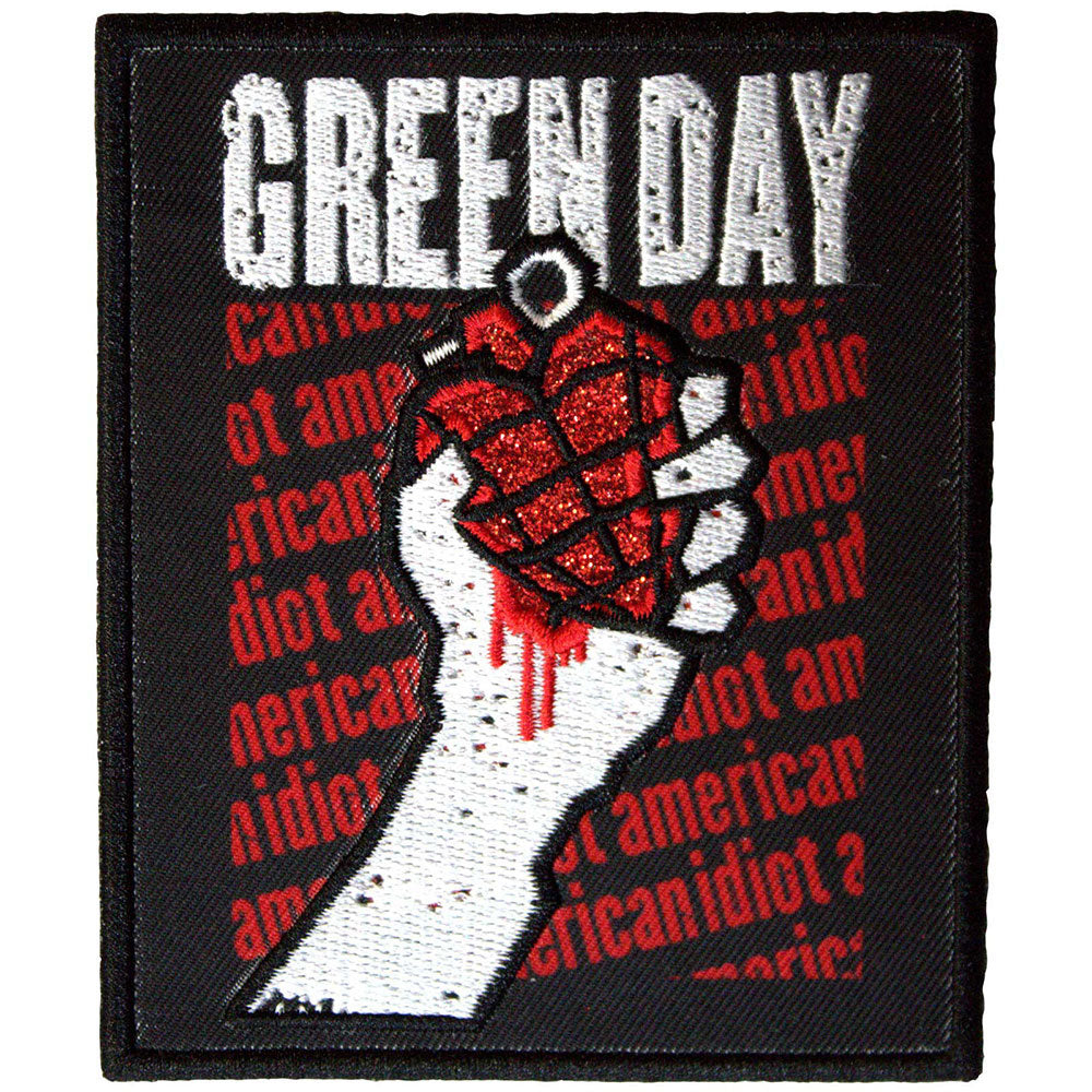 Green Day American Idiot Text Repeat Woven Patch Front