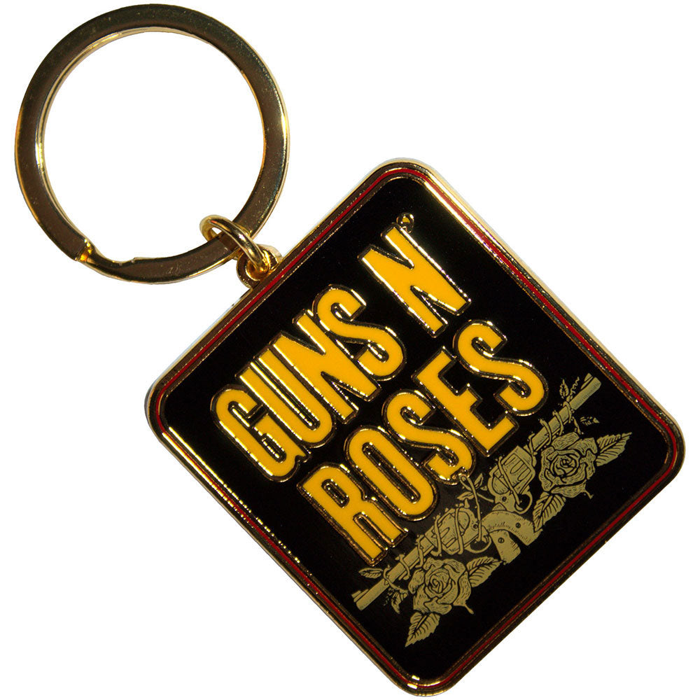 Guns N Roses Stacked Black Metal Key Chain Front