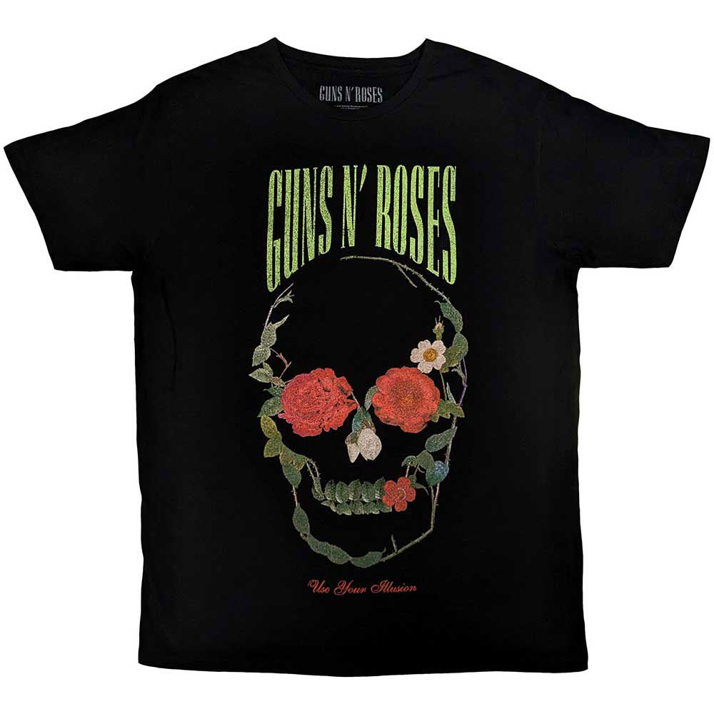Guns N Roses Rose Skull T-shirt Front