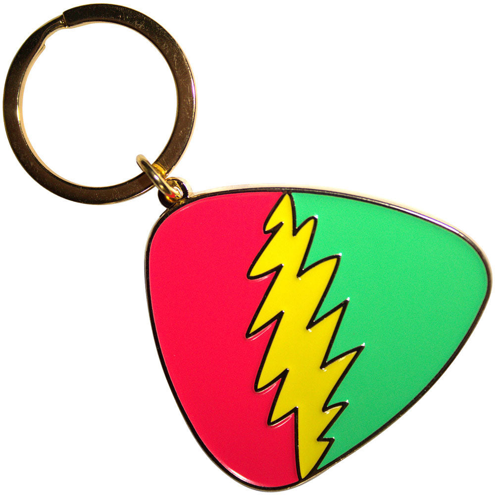 Grateful Dead Red/green Plectrum Metal Key Chain Front