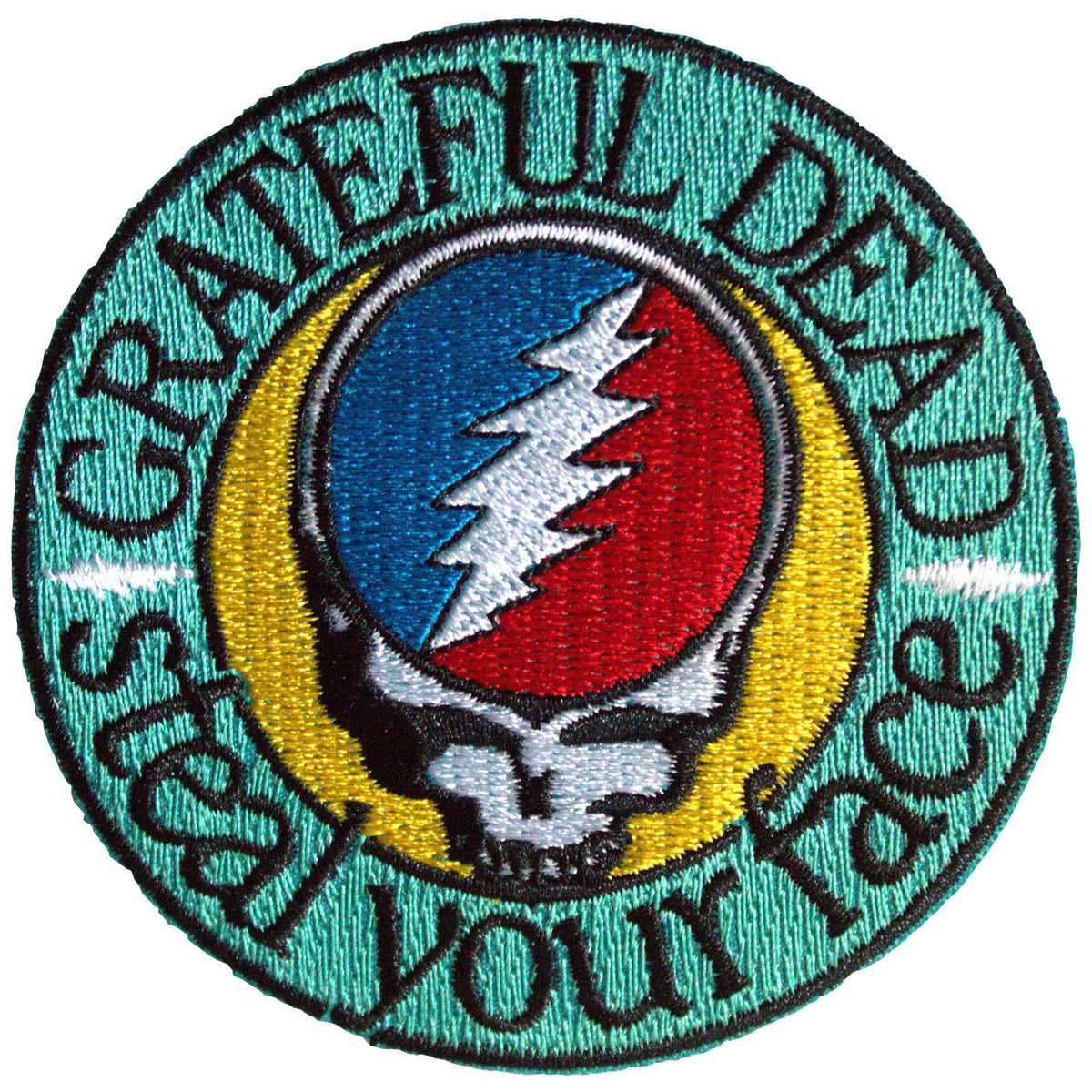 Grateful Dead Steal Your Face Text Emblem Woven Patch Front