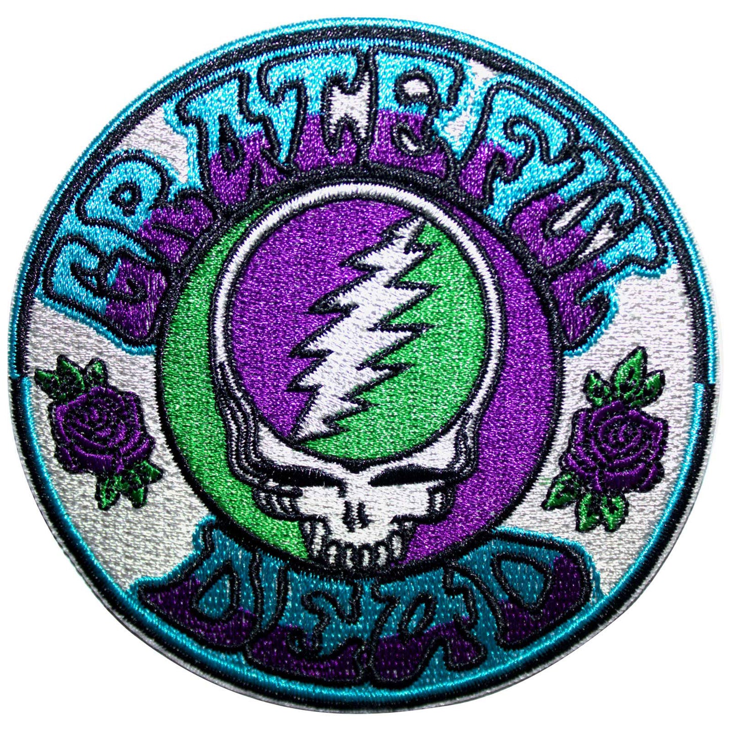 Grateful Dead Steal Your Face Purple/green Woven Patch