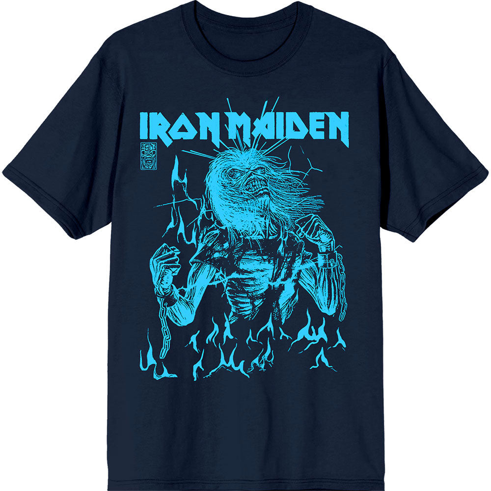 Iron Maiden 50 Life After Death Flames Blue T-shirt Front