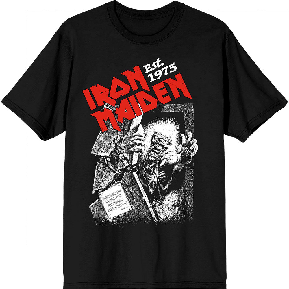 Iron Maiden Est. 1975 No Prayer Grave Red Logo T-shirt Front