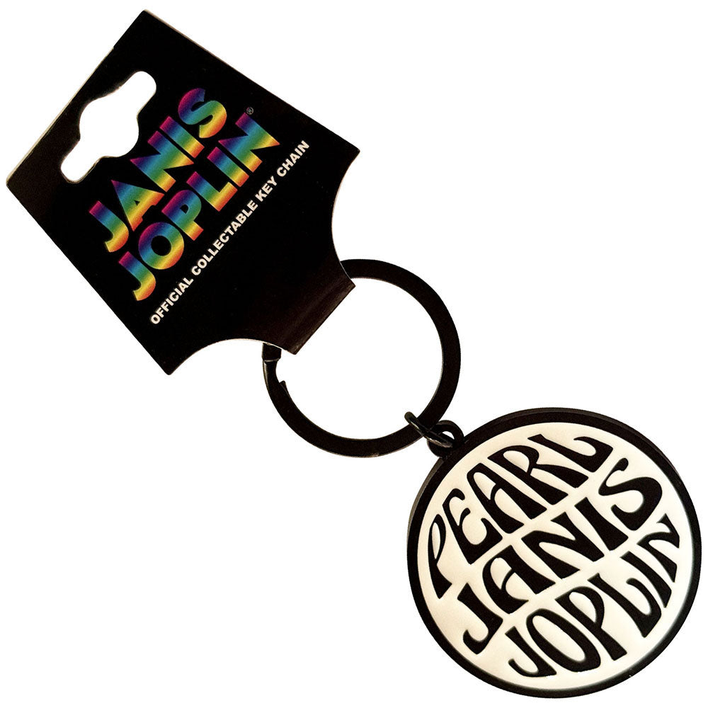 Janis Joplin Pearl Emblem Mono Metal Key Chain Front