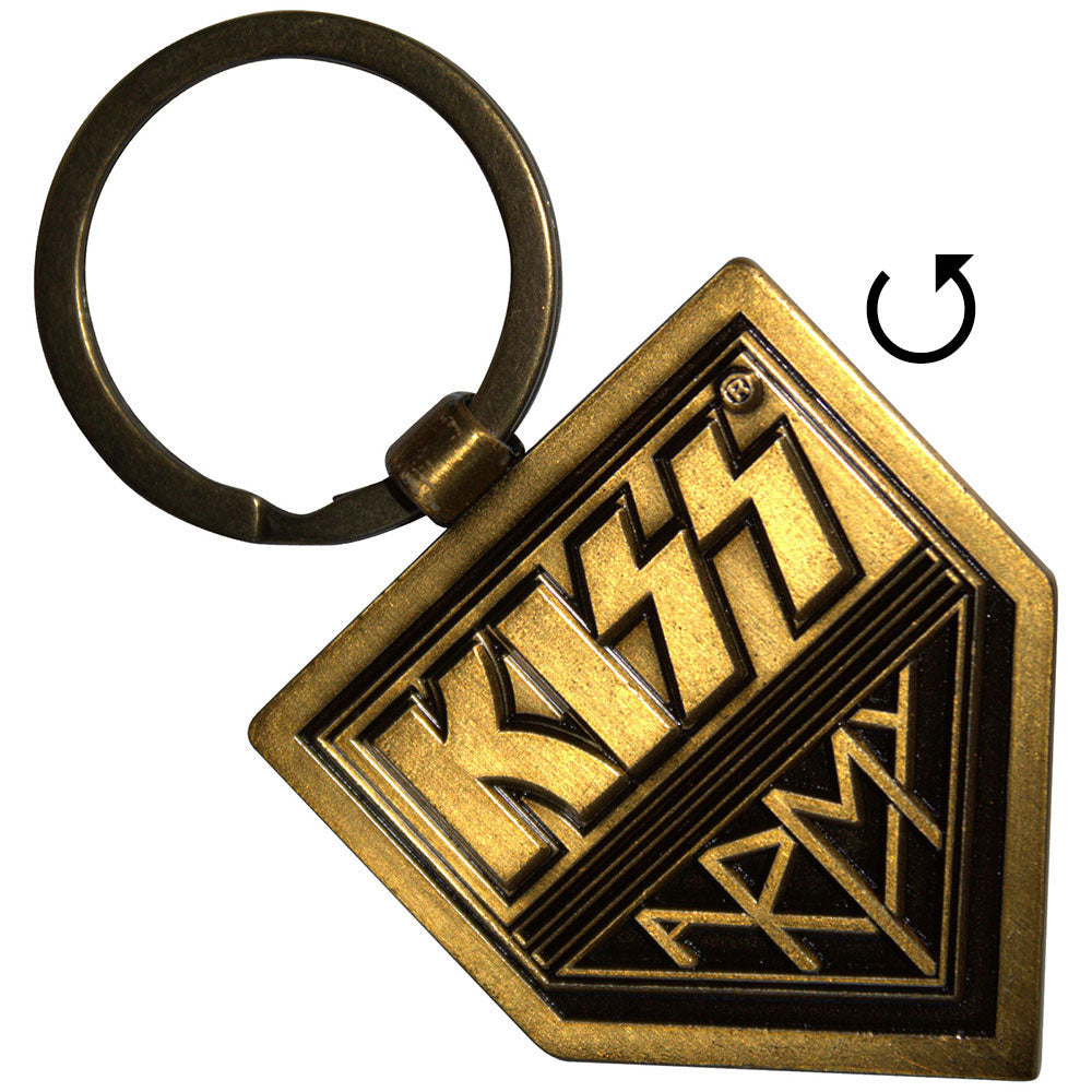 KISS Gold Army Pennant Metal Key Chain Front
