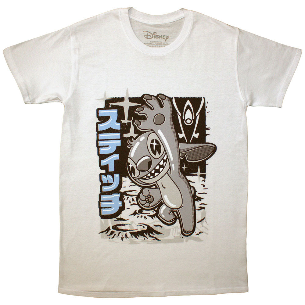 Disney Stitch Jump Black & White T-shirt Front