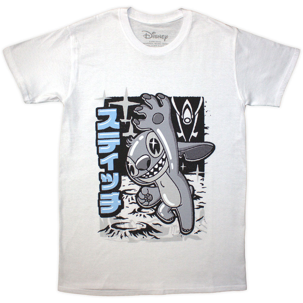 Disney Stitch Jump Black & White T-shirt Front