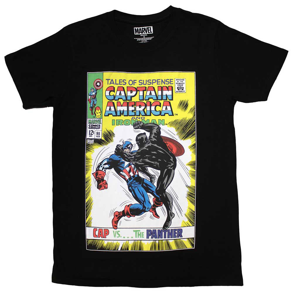 Marvel Comics Cap Vs The Panther Comic Cover T-shirt Front