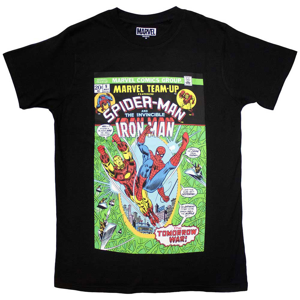 Marvel Comics Spiderman & Iron Man Comic Cover T-shirt Front