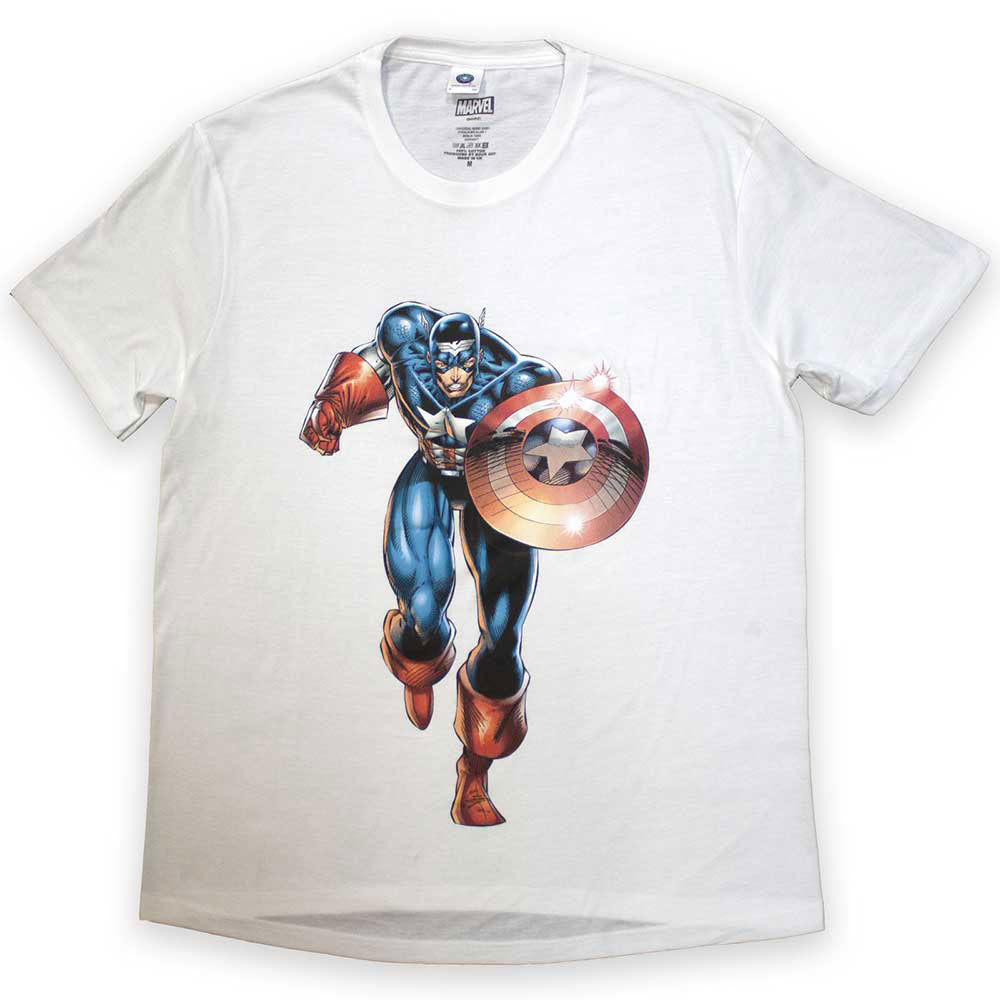 Marvel Comics Captain America Running T-shirt Front
