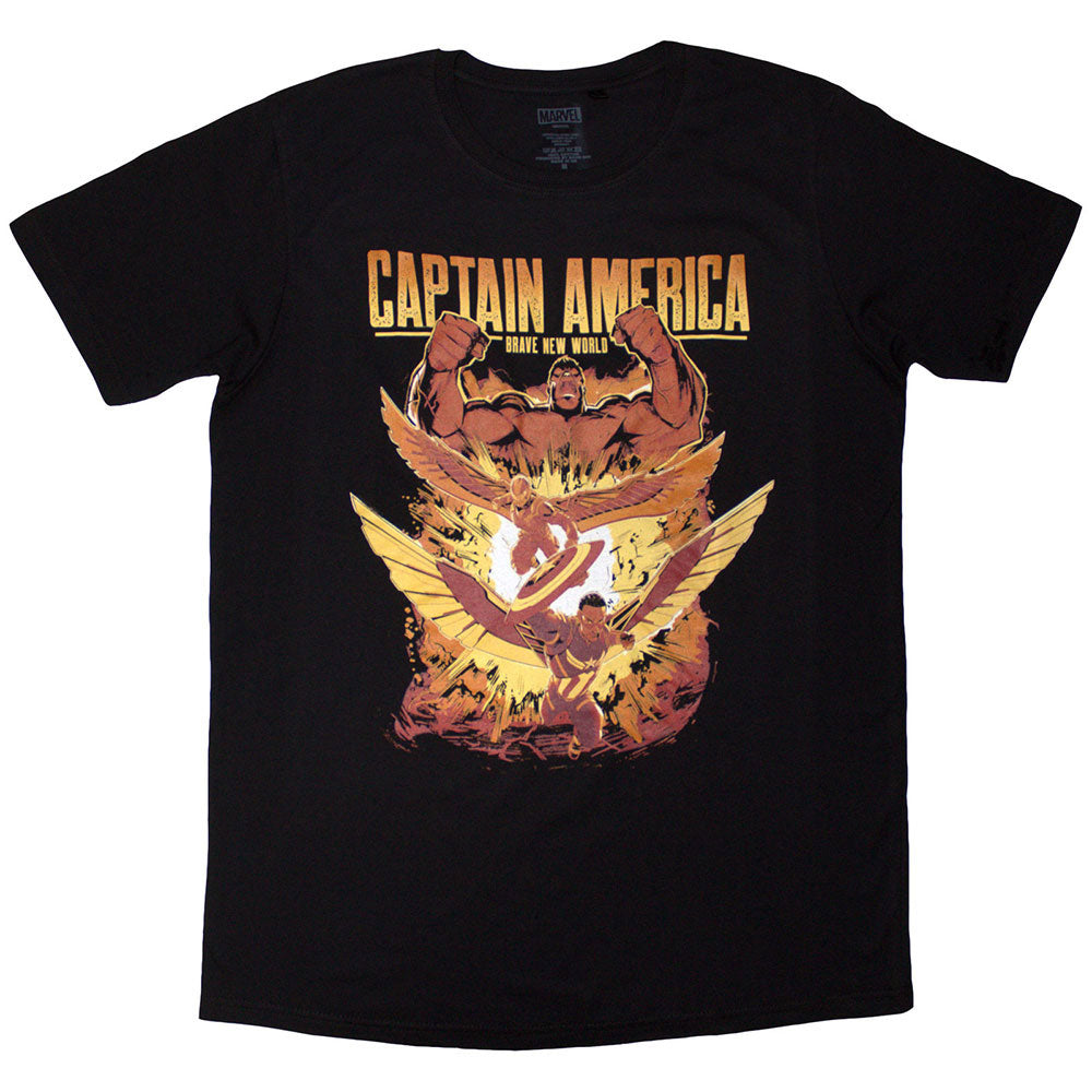 Marvel Comics Capt. America Brave New World Explosion T-shirt Front