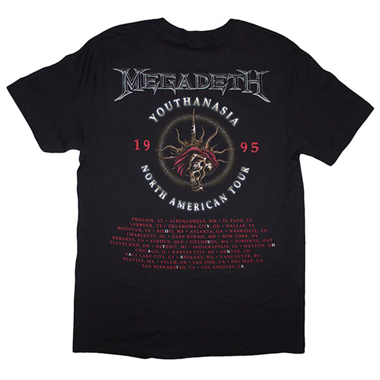 Megadeth Youthanasia 1995 North American Tour T-shirt Back