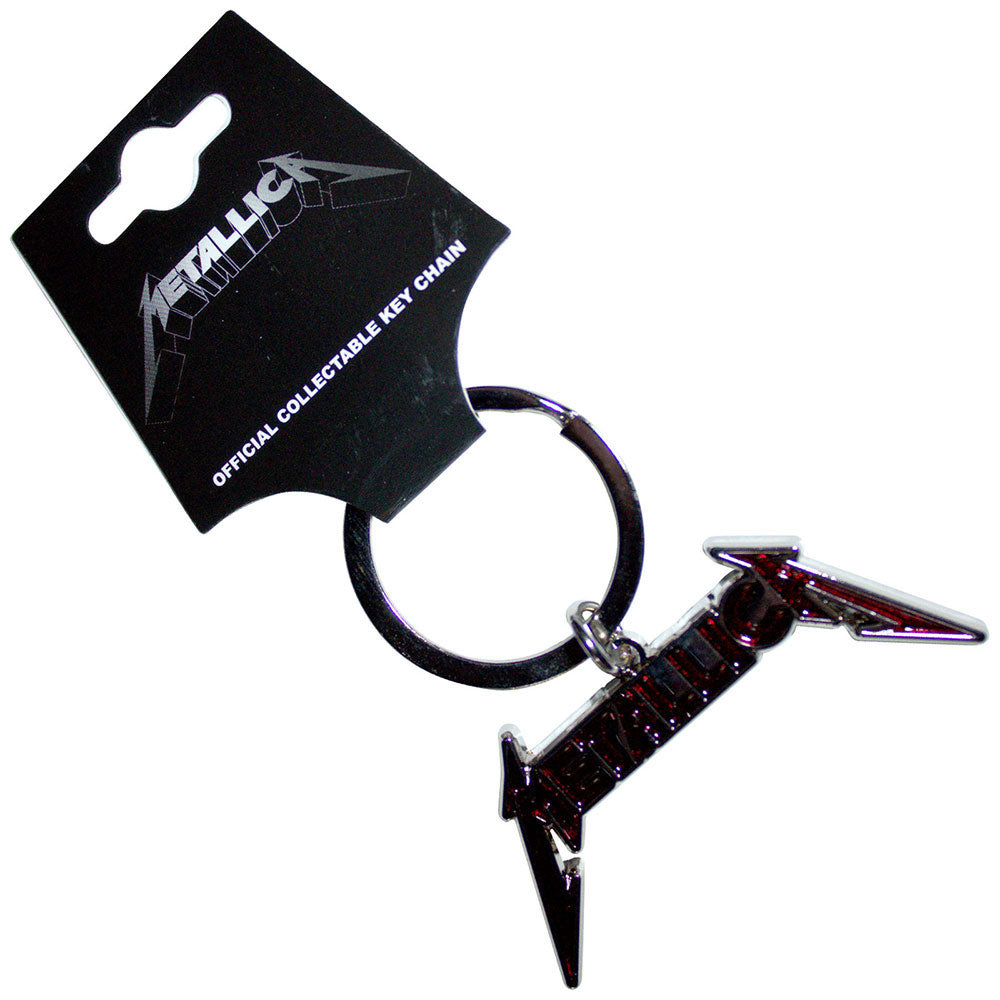 Metallica Bright Red Logo Metal Key Chain Front