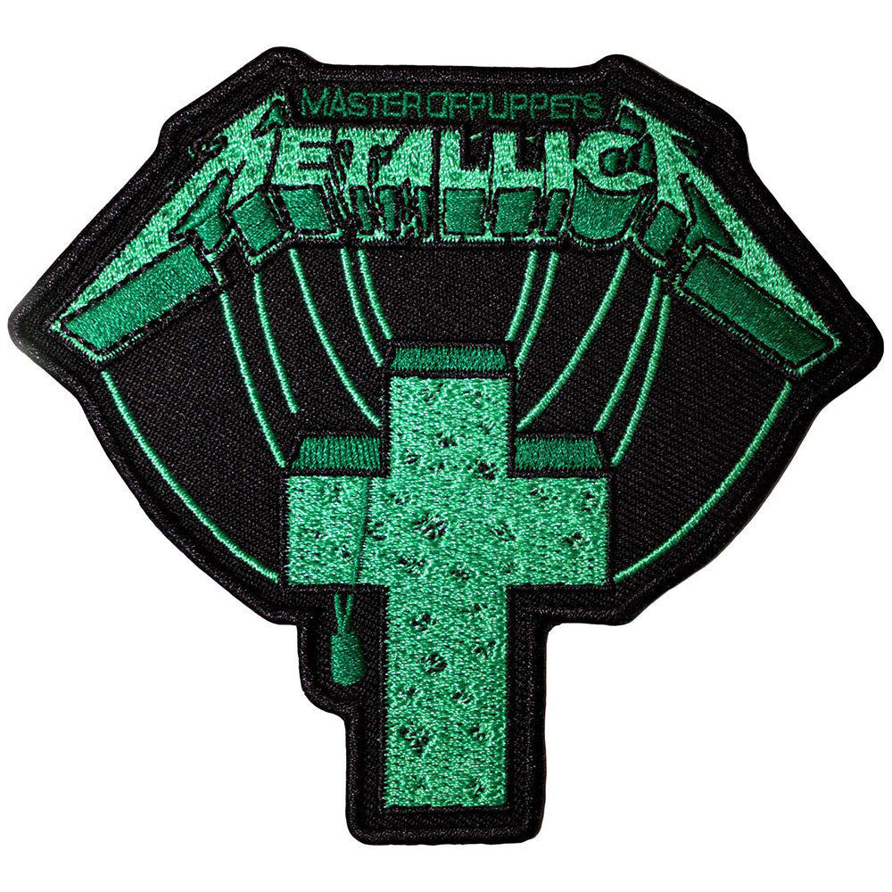 Metallica Master Of Puppets Green Cross Woven Patch Front