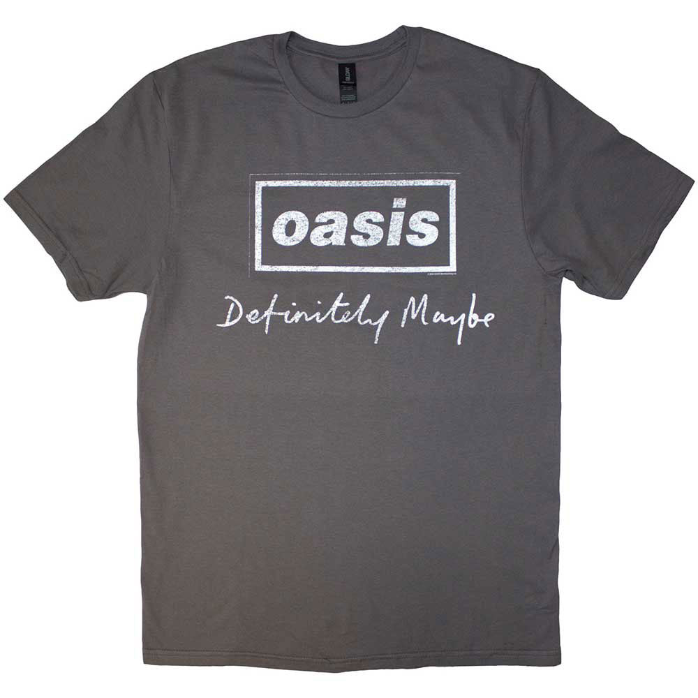Oasis Definitely Maybe Distressed Text Logo T-shirt Front