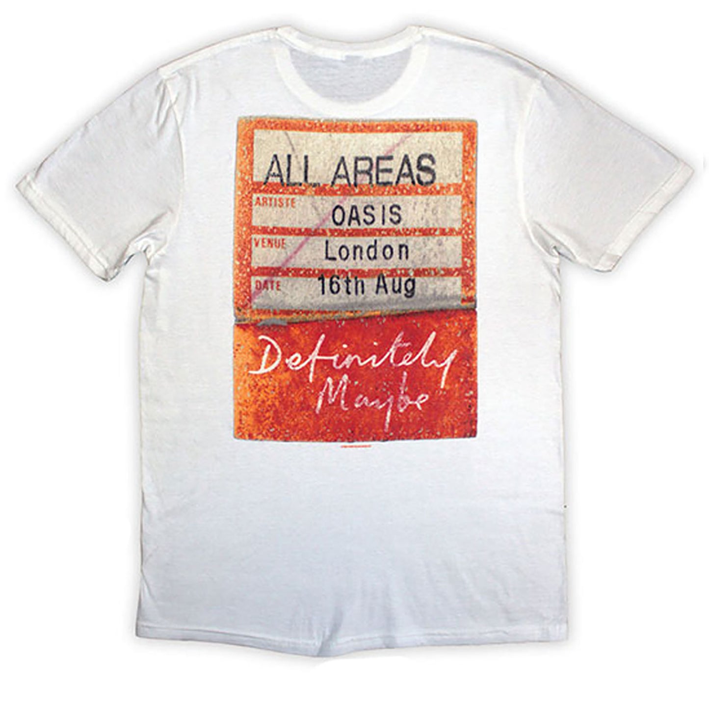 Oasis Definitely Maybe Aaa Pass T-shirt Back
