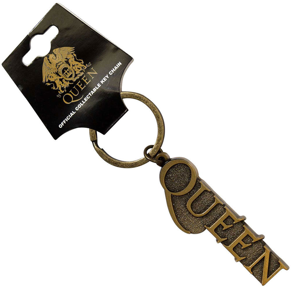 Queen Gold Logo Metal Key Chain Front