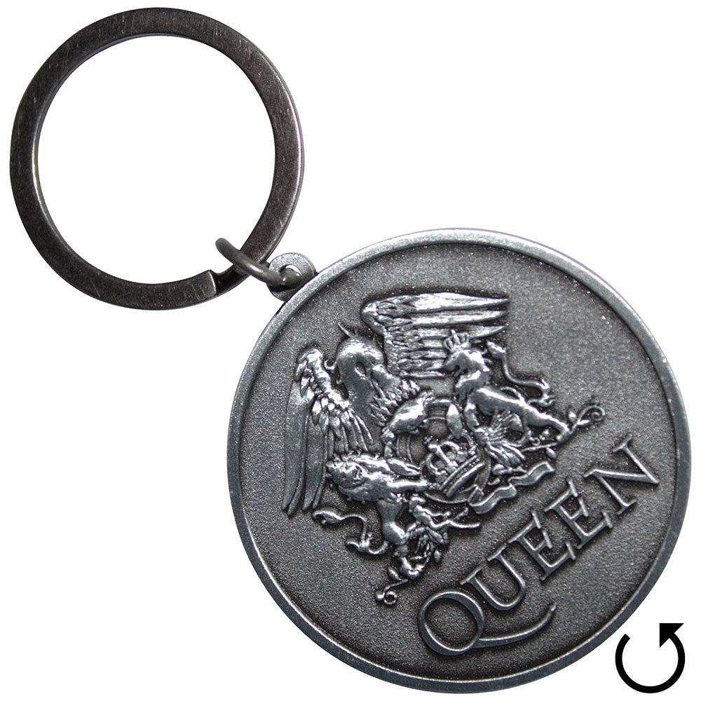 Queen Silver Crest Double Sided Metal Key Chain Front