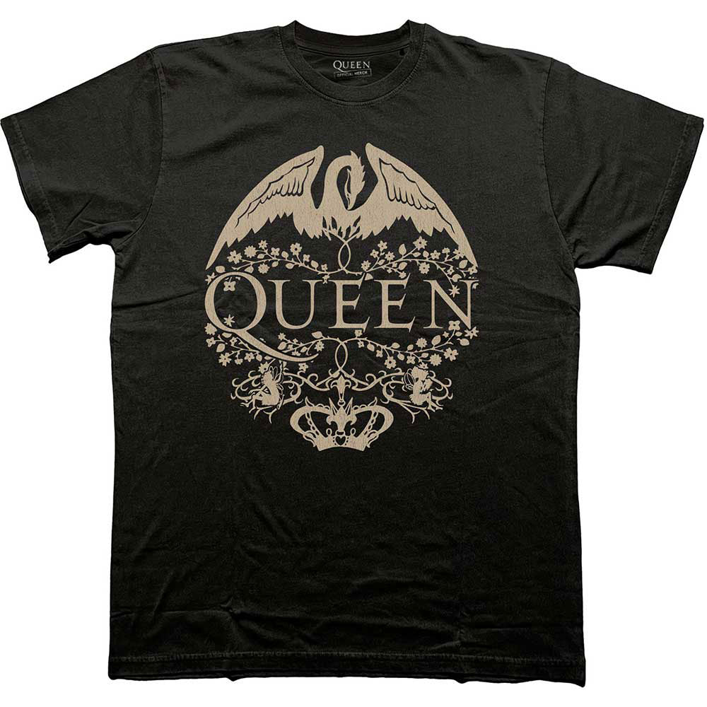 Queen Floral Crest Mono T-shirt Front