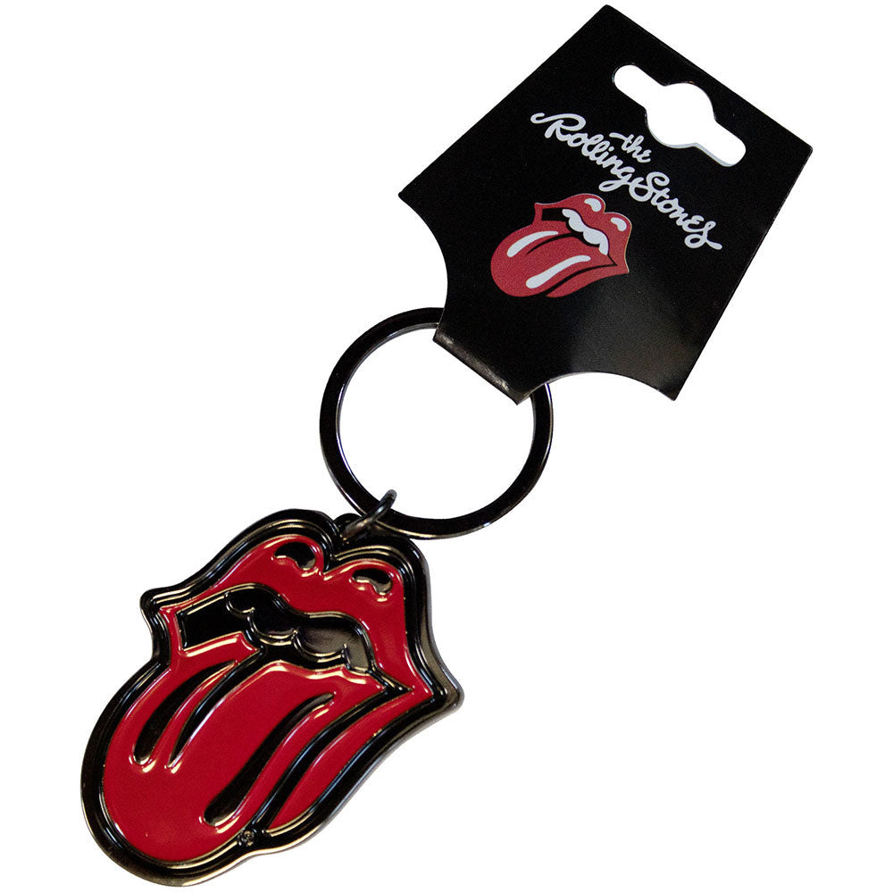 Rolling Stones Classic Tongue Black Metal Key Chain Front