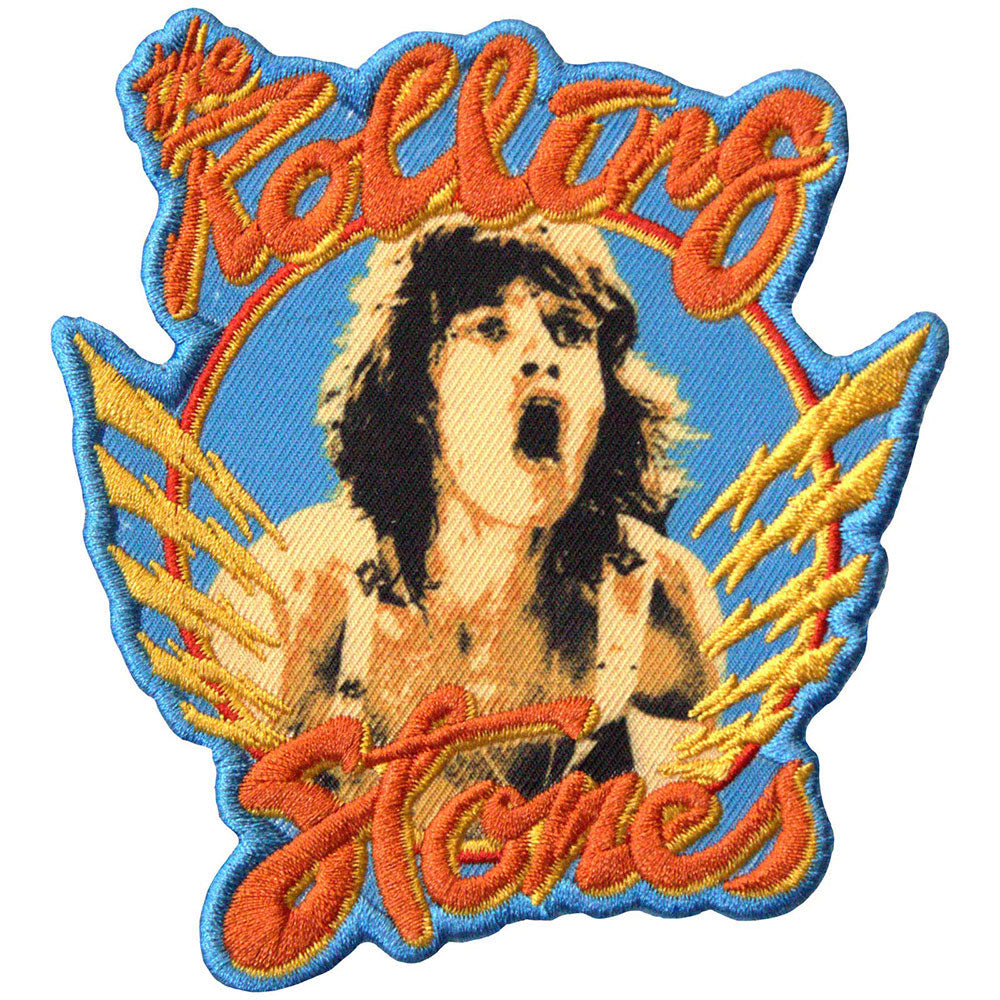 Rolling Stones Mick & Orange Logo Woven Patch Front