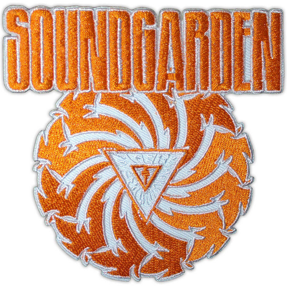 Soundgarden Badmotorfinger Orange On White Woven Patch Front