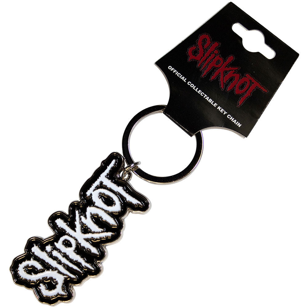 Slipknot White Logo Black Border Metal Key Chain Front