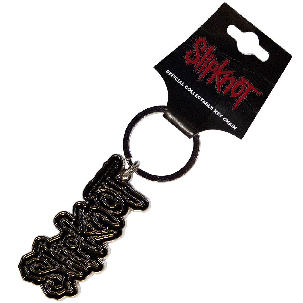 Slipknot Black Logo Black Border Metal Key Chain Front