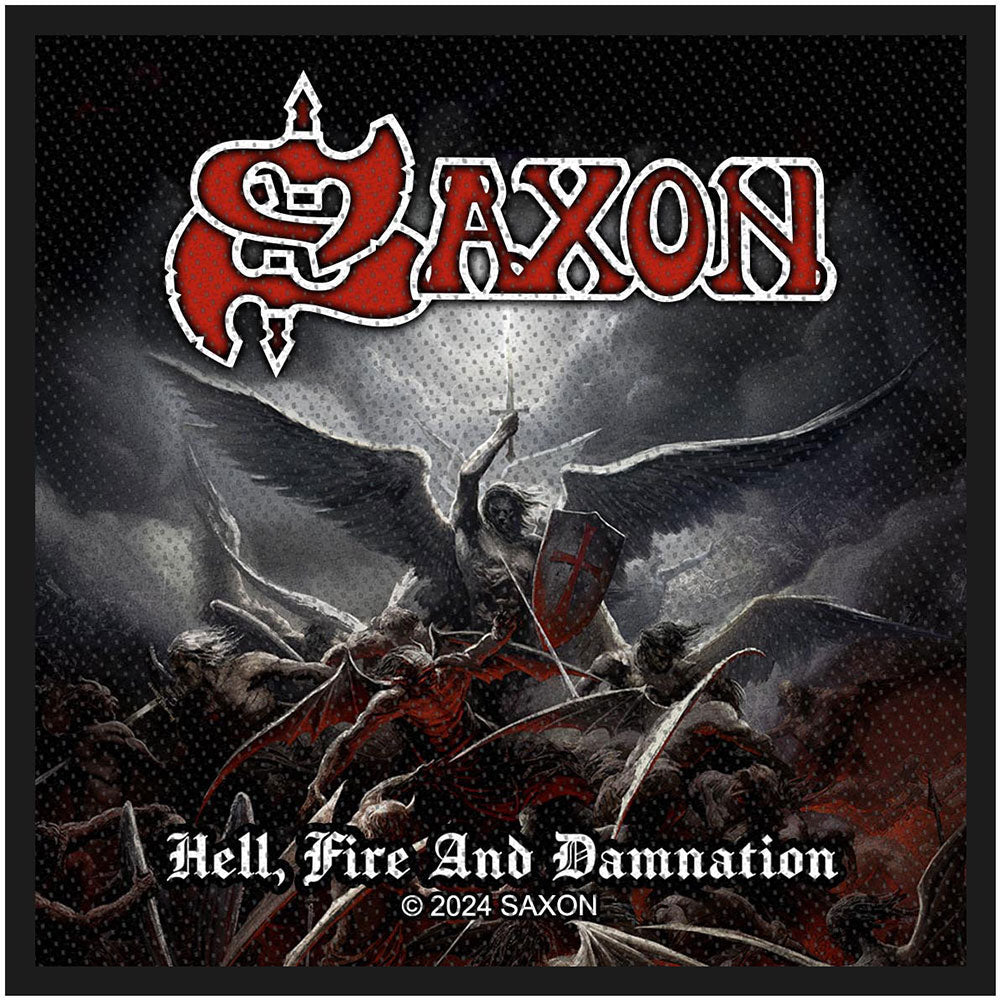 Saxon hell, Fire And Damnation Woven Patch Front