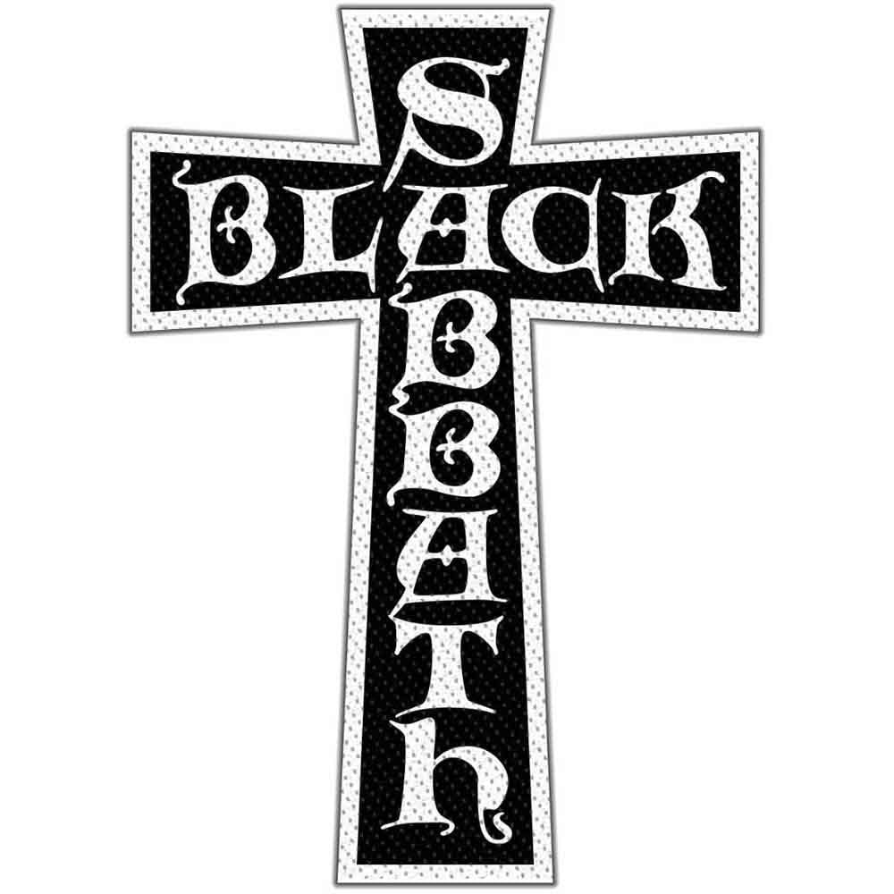 Black Sabbath Cross Logo Cut Out Woven Patch Front