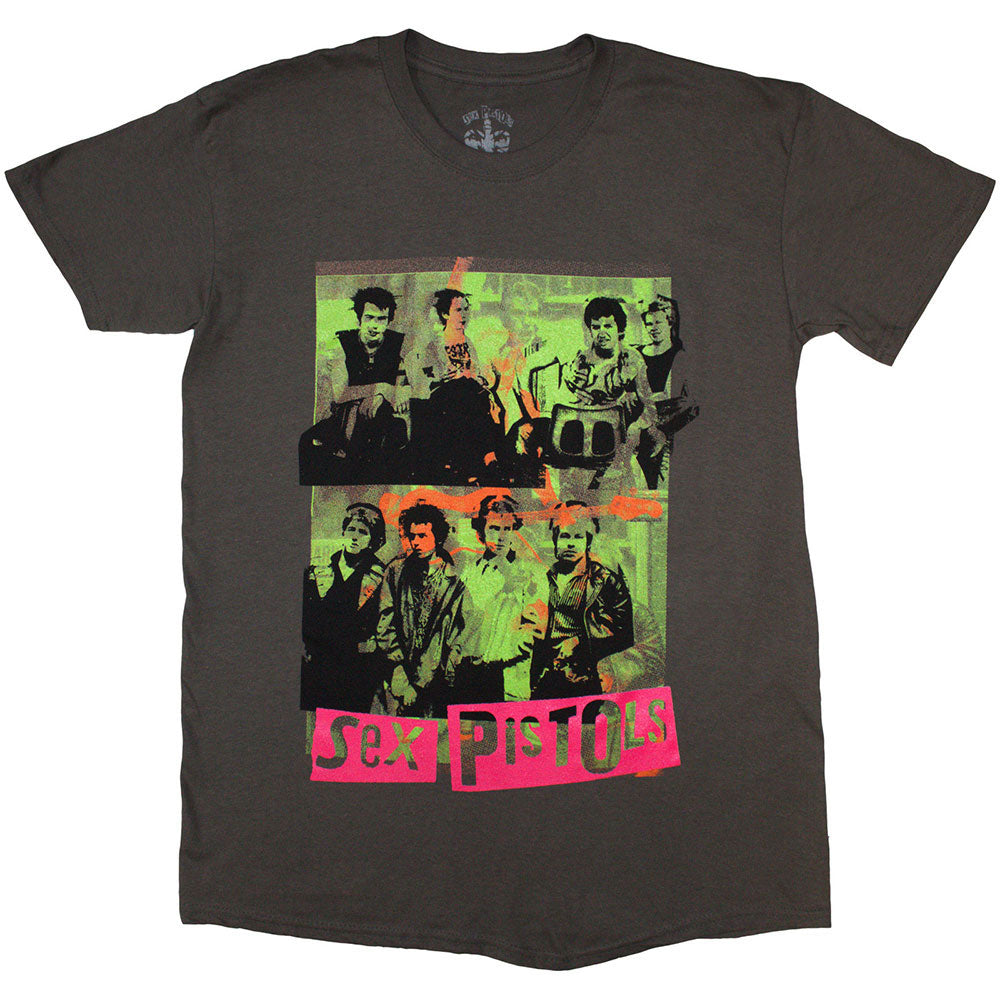 Sex Pistols Band Green Montage T-shirt Front