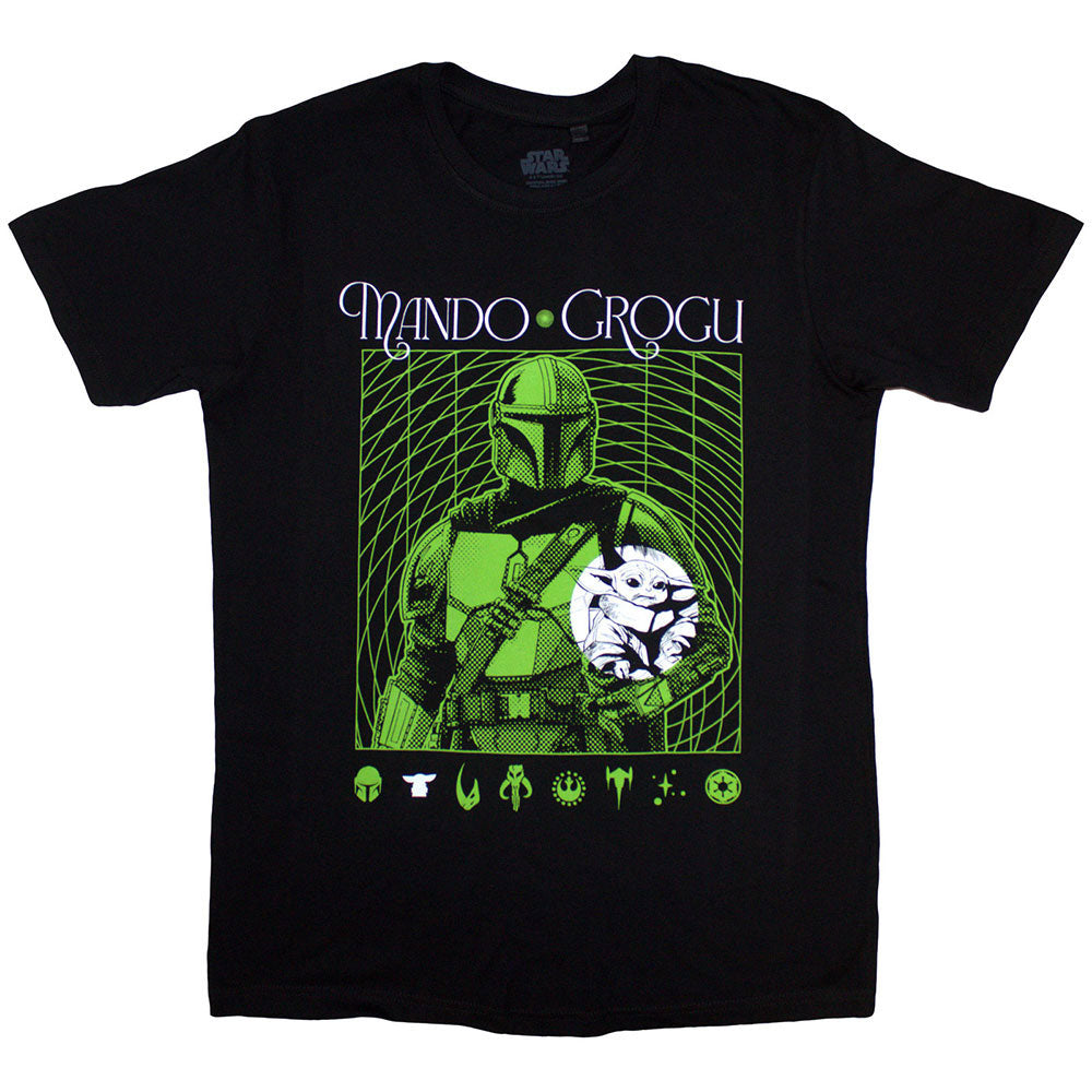 Star Wars The Mandalorian Mando & Grogu Neon T-shirt Front